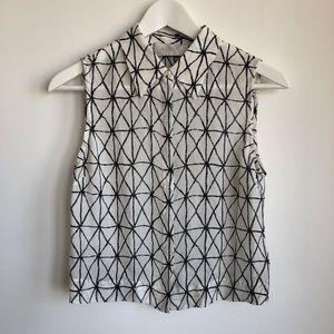 A.L.C. Silk Cropped Geometric Blouse